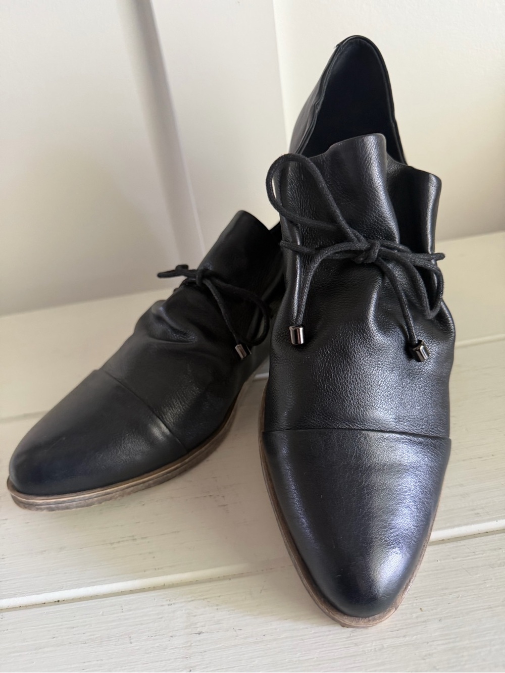 Django Juliette Kotty Black Premium Leather Oxford Loafer Flats Size 41 US 10